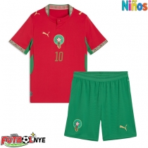 Camiseta Marruecos Brahim Diaz #10 Primera Equipación para niños Mundial 2026 manga corta (+ pantalones cortos)